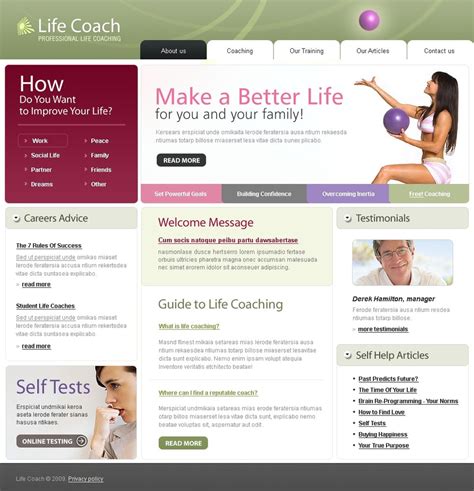 free life coaching website templates.